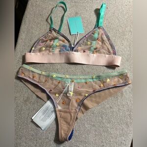Kurt Geiger London & Dora Larsen Luxury Collab Bra Briefs Set Size 6/34 B/C NWTs
